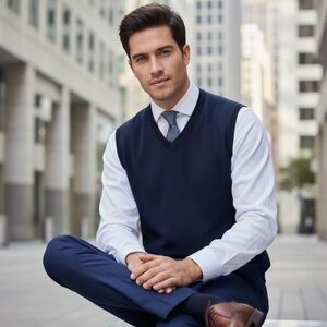 Jos A Bank Signature Vest XXL Navy 100% Pima Cotton New With Tags Classic Preppy